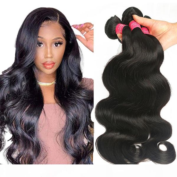 

selling brazilian body wave hair 3 bundles 100% unprocessed human hair extensions wholesale 9a virgin malaysian body hair weave bundles, Black
