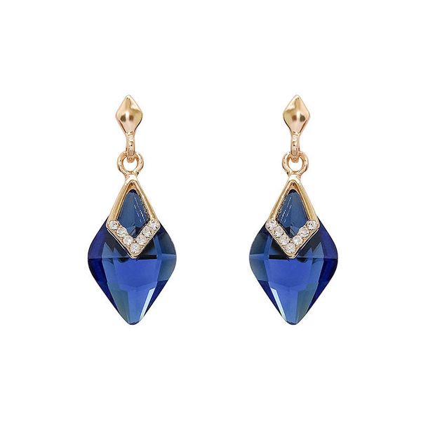 

new s925 needle european and american retro cool breeze temperament long simple blue crystal diamond earrings female models, Silver