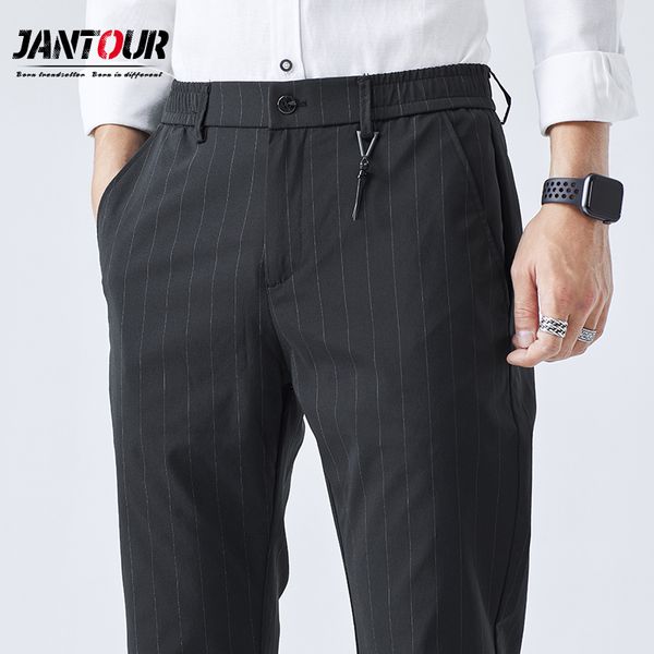 

fashion men pants straight long male classic business brand thin england stripe casual full trousers 28 33 34 36 38 c1018, Black