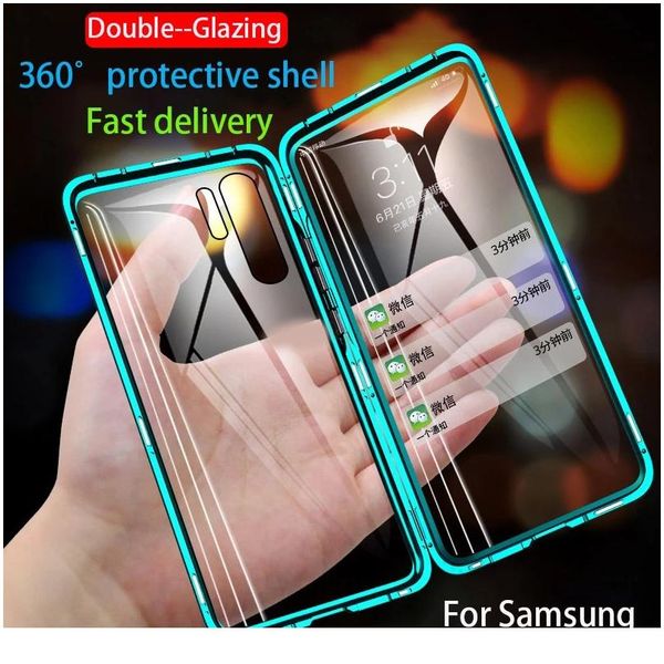 

360 full protection magnetic case for samsung galaxy a51 a71 a31 a41 double-sided glass phone cov wmtcdy