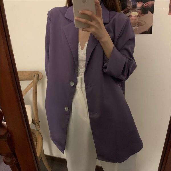 

women's suits & blazers hzirip professional formal suit coat loose elegant summer blazer 2021 office lady fashion solid casual women ja, White;black