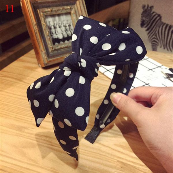 

korean striped plaid polka dot print headband head hoop big bowknot bow women wide head hoop toothed non slip hair accessories q jllfqw