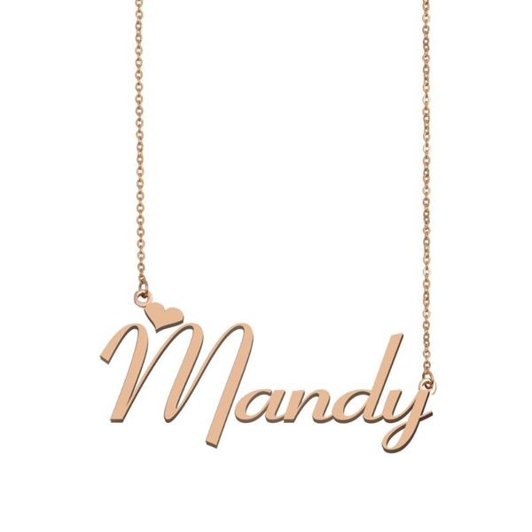 

pendant necklaces mandy name necklace , custom for women girls friends birthday wedding christmas mother days gift, Silver