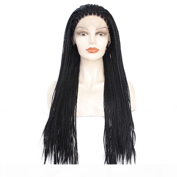 

натуральные черный парик плетеного с младенцем волосами длинных оплетками полных париков glueless synthetic фронт шнурком для черных женщин, Black