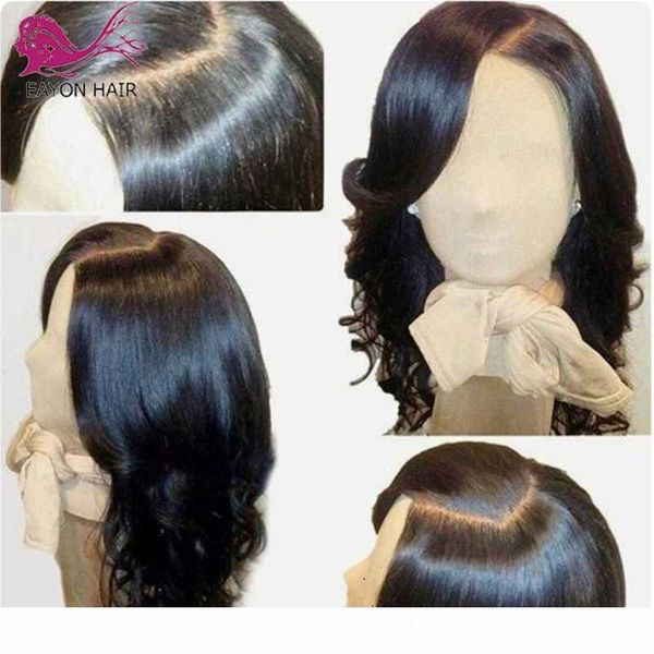 

eayon body wave full lace human hair wigs for women pre plucked wig with baby hair 12-20inch brazilian 130density, Black;brown