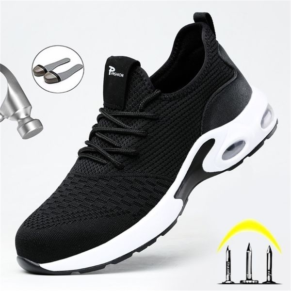 

breathable men safety boot steel toe anti-puncture work sneakers indestructible ryder shoes y200915, Black;brown