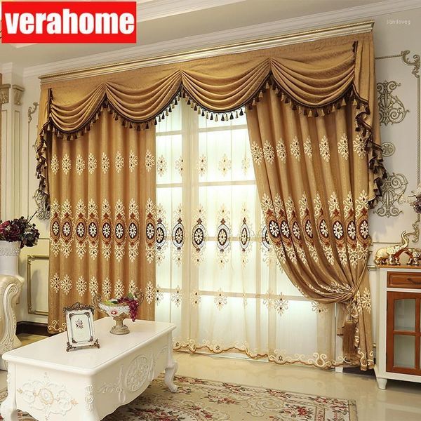 

european thick jacquard luxury curtains valance for bedroom living room embroidered sheer tulle curtain windows pelmet1