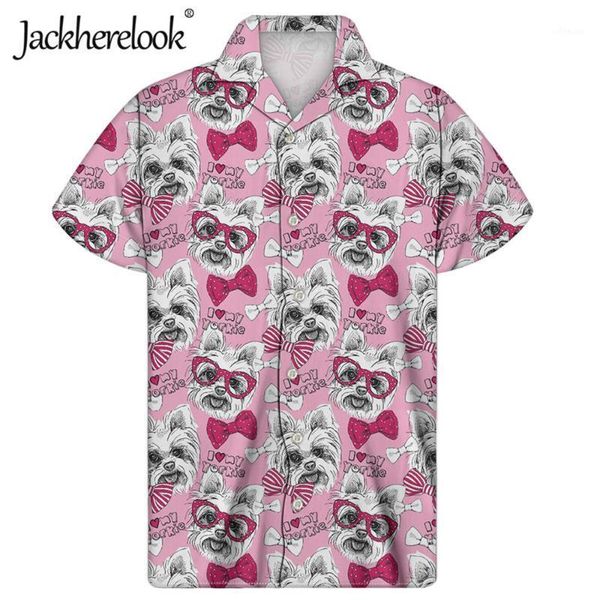 

jackherelook puppy yorkshire terrier dog print guayabera cuban shirts summer short sleeved hawaiian shirt plus size camisas1, White;black