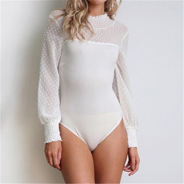 

women's lace solid color slim jumpsuit casual leotard women's long sleeve elegant hare street pack bodycon jumpsuit body suit, Black;white