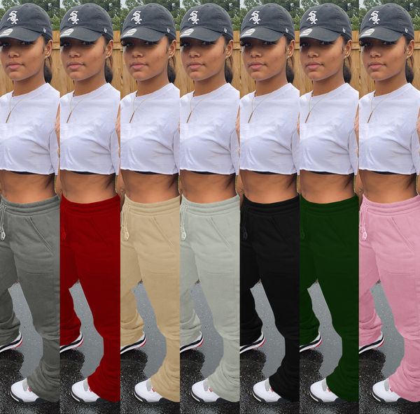 

autumn and winter 2020 women's plush fabric splicing pleated bottoms pants stacked joggers sweatpants solid color high waist trousers, Black;white