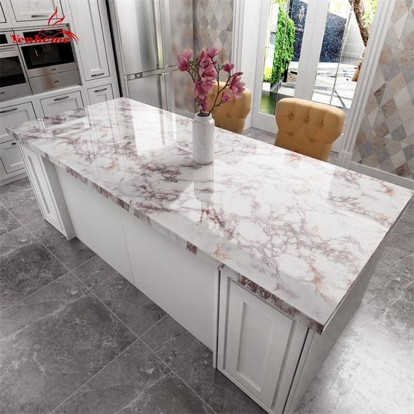 Marble vinil auto adesivo papel de parede para banheiro Cozinha Armário Counterboard Contato Papel Impermeável Adesivos de Parede Home Decor 201130