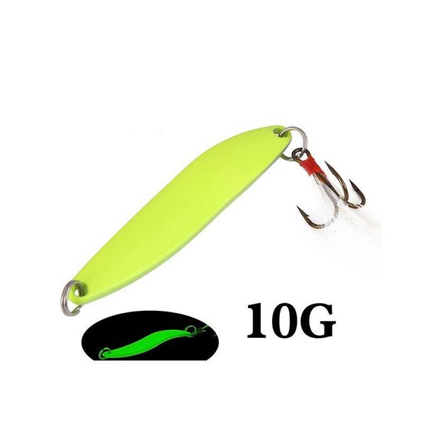 

metal spinner spoon fishing lure hard bait sequins noise paillette with feather treble hook luminous fishing tackle5g 7g qyliwo