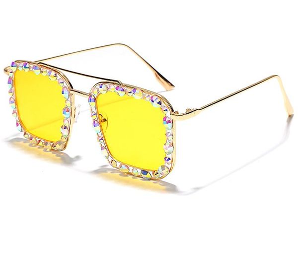 

oversized square diamond sunglasses women 2020 colorful crystal punk sunglasses ladies eyewear fashion rhinestone11, White;black