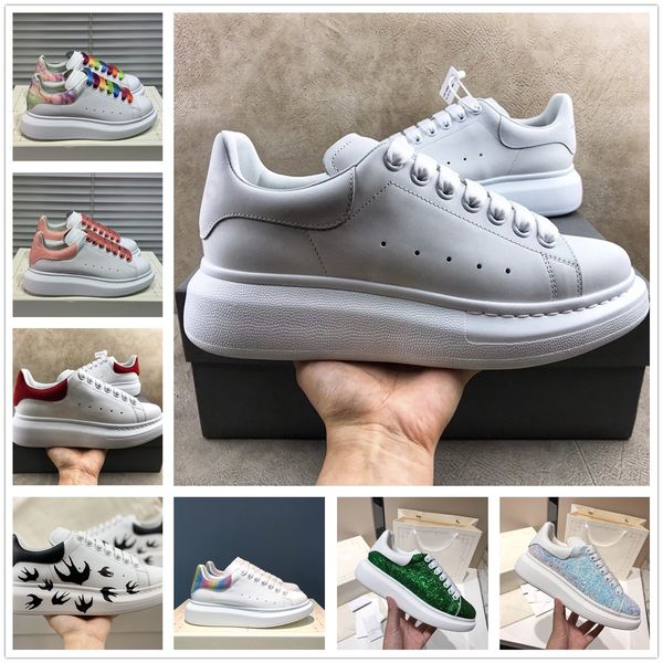 

mens casual designer shoes fashion shinny sneakers womens leather white shoes flat trainers chaussures de sport zapatillas, Black