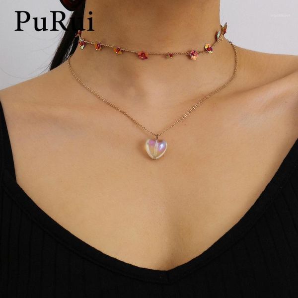

Steel Alloy Heart Pedant Necklace for Women 2Pcs Layered Gothic Chains Choker Fashion Couple Lovers Necklace Jewelry1, Silver