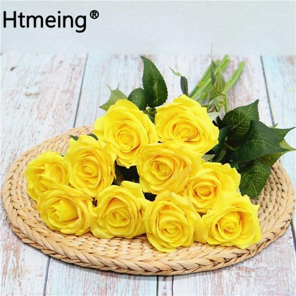 

10pcs artificial flowers real touch rose silk flower for home wedding decoration fake flower mother's day gift1