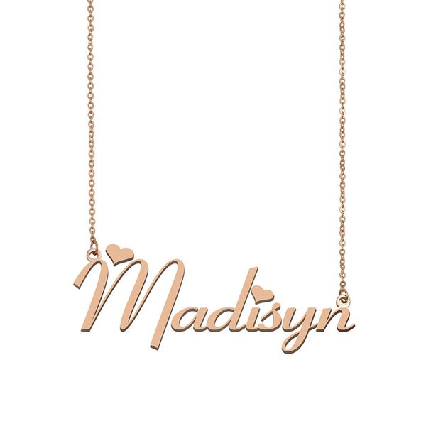 

madisyn name necklaces pendant custom personalized for women girls children friends mothers gifts 18k gold plated stainless steel, Silver