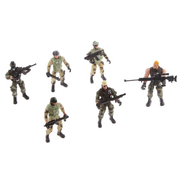 

6 police male army soldiers model kids child play action figure xmas toys gift