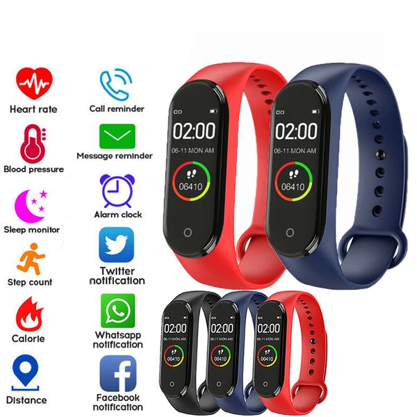 

new information reminder portable intelligent m4 watch heart rate monitor for men and women monitoring sports tracker bracelet