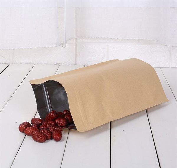 

1000pcs zipper brown kraft aluminizing pouch,stand up kraft paper aluminium foil bag resealable zip lock grip seal fo wmtgms bdegarden