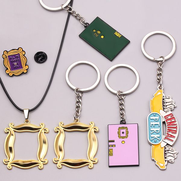 10 pics American TV Show Friends Keychainnecklace Pingente Chaveiro Chaveiro Porta Da Monica Photo Frame Frame Badge Jóias Presentes Y1220