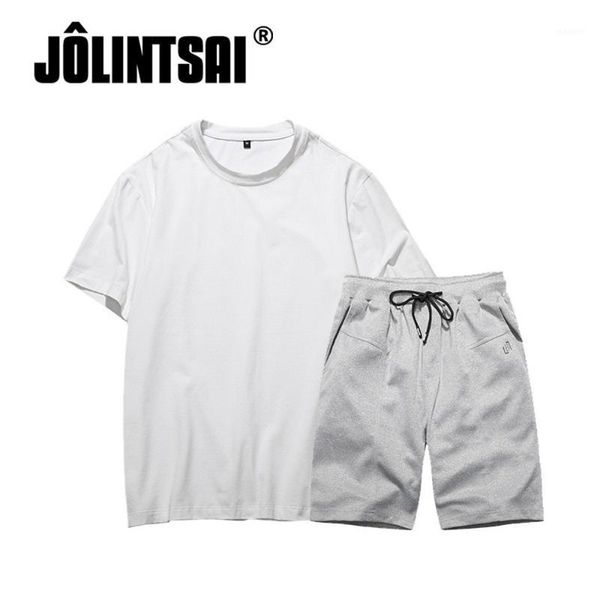 

summer style casual two pieces sets solid tee+shorts men's t-shirt suits sportswear men clothing male fashion tracksuit1, Gray