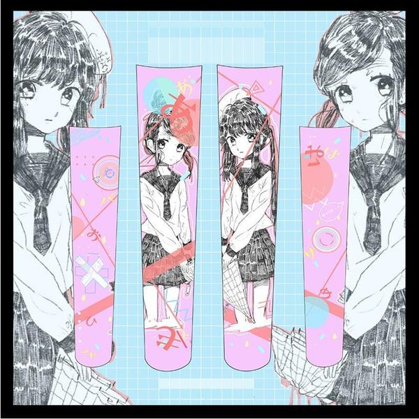 

japanese girls anime pattern cartoon printed stockings girls lolita velvet overknee stocking cosplay overknee 120d stockings, Black;white