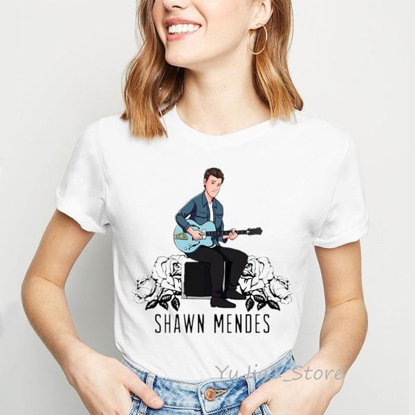 

vogue tshirt графические тройники женская одежда 2019 shawn mendes футболка femme harajuku рубашка корейский стиль белый женский футболки ве, White