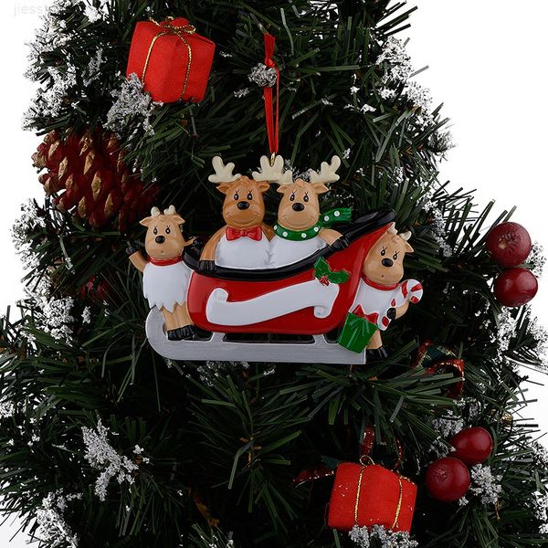 

resin reindeer sled family of 4 christmas ornaments personalized gifts for holiday or home decor miniature craft supplies 201017