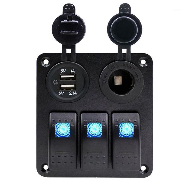 

3 gang waterproof usb toggle automotive switch panel led car marine rocker boat1