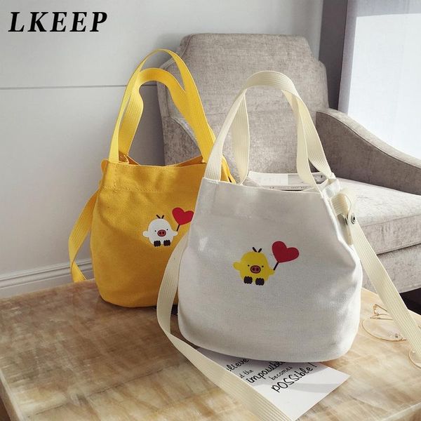 

women handbag cute heart pig chick pattern large capacity shoulder bag canvas messenger crossbody smalle bag