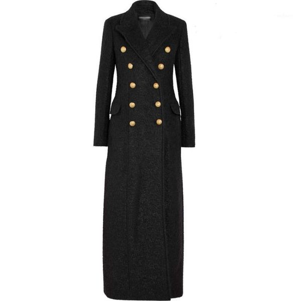 

winter fashion women woolen blends coat double breasted cashmere coat female cotton filling thicker warm slim outerwear f9241, Black