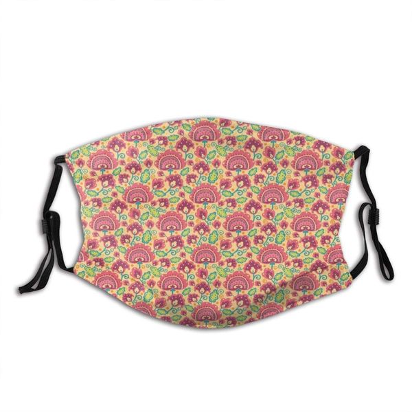 

comfortable outdoor activated carbon mask,colorful abstract botany art with flowers and leaves curlicue motifs dots print,facial decorations