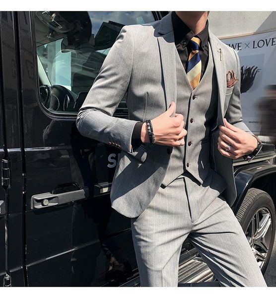 

fashion slim men suits korean style business formal long sleeve office cardigan men suits blazer mujer men's clothing db60xf, White;black