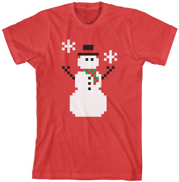 

threadrock men's pixel 8 bit snowman christmas winter snow casual printing hoodie designers t shirts sweatshirt