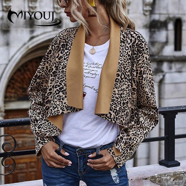 

miyouj leopard printed coat casual vintage women's cltohing fashion 2021 autumn winter woman cardigan, Black;brown