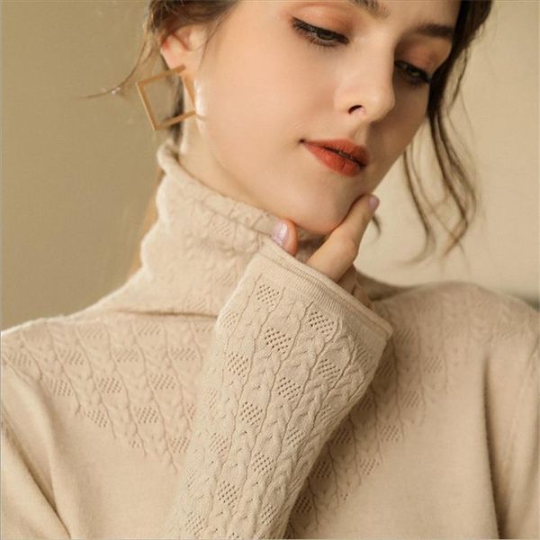 

2021 autumn winter thick turn down collar high elasticity casual pullovers female thick turtleneck knitted women sweater, White;black