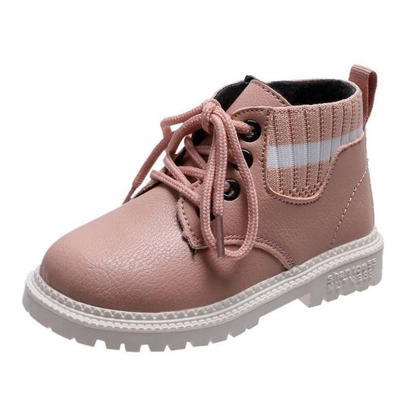 

kids fashion martin boots 2020 new autumn boys waterproof pu leather boots girls non slip soft sole sneakers ankle zipper botas wmtrhx, Black
