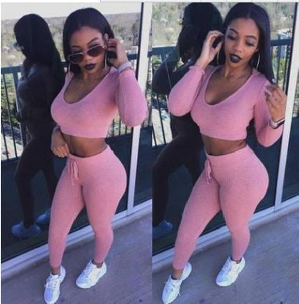 

women suit outfit 2 two piece set crop legging sweatpants set casual crop hoodie set female sweatshirt pants tracksuit, Gray