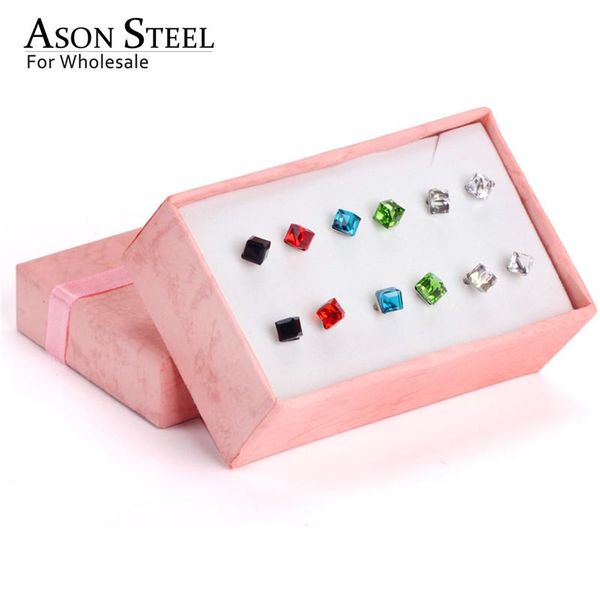

stud asonsteel female earrings stainless steel 4mm 6mm geometry cubic zircona fashion accessories party wholesale, Golden;silver