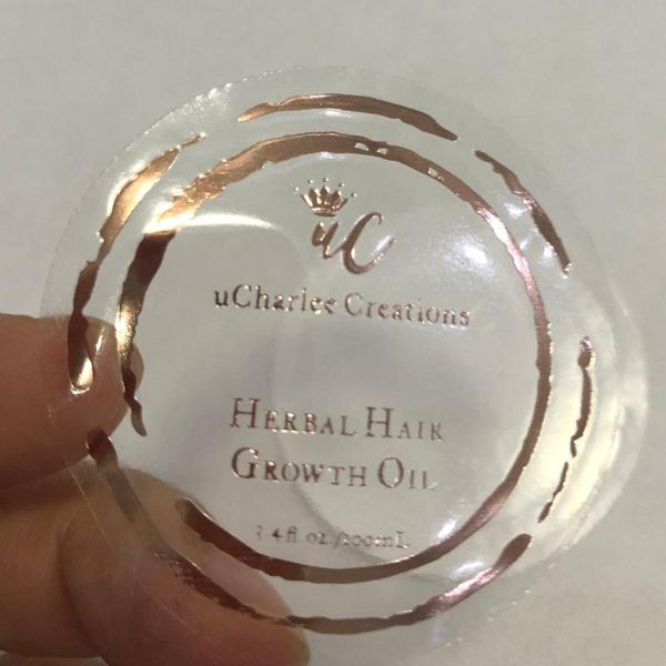 

4.5cm rose gold foiling sticker clear foil sticker label