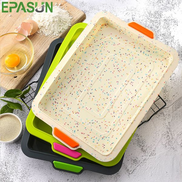 Silicone Silicone Baking Bandeja Pan Mold Pan Pan Bolo Molde Bakeware Molde DIY Pan Form Ferramenta de Bolo Resistente a Alta Temperatura 201023