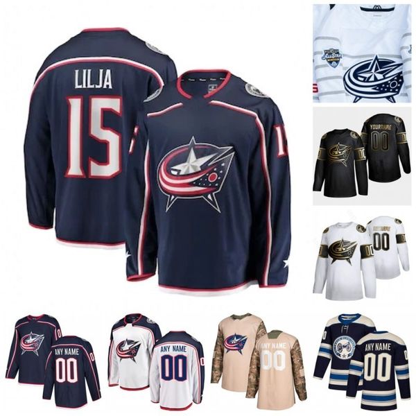 

custom columbus blue jackets gabriel carlsson gustav nyquist jakob lilja josh anderson lukas sedlak markus nutivaara 2020 hockey jersey, Black;red