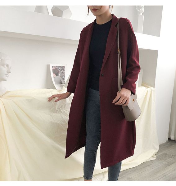 

2021 new spring turn down collar women long coat feminino abrigo mujer trench femme uc8d, Tan;black