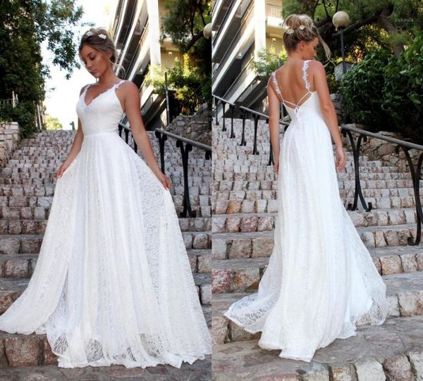 

boho beach long lace prom dresses 2019 v neck white a-line party gown whit open back vestido de fiesta shippling1, White;black