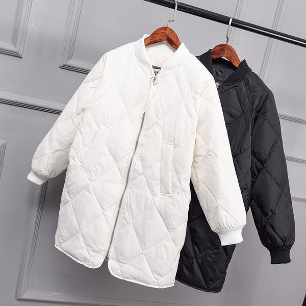 

ftlzz ultra light white duck down coat winter long womens slim down jackets oversize autumn puffer black parkas 201103
