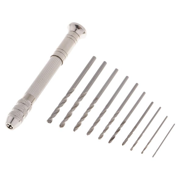 

set of 11 pieces precision pin vise hand drill with twist bits model hobby