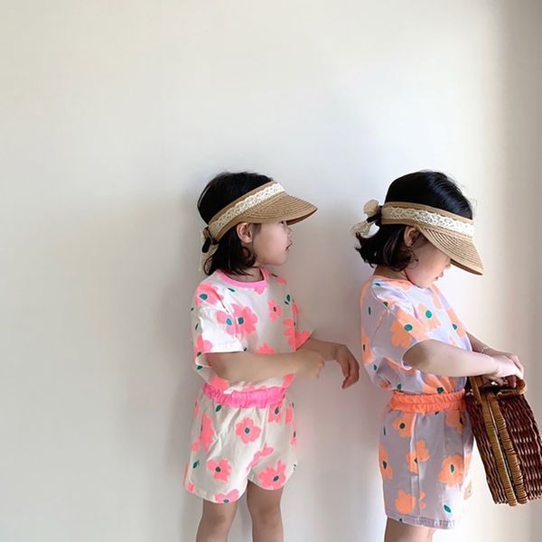 

milancel baby girls clothes colorful flower baby clothing set cute girls sports suit cotton toddler girls clothing y200803, White