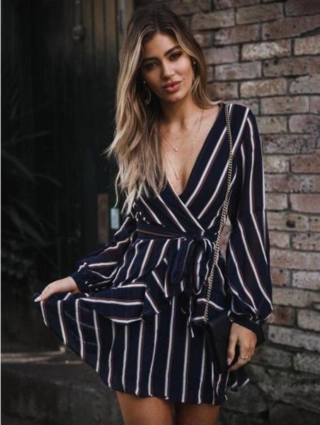 

stripe new style fashion women's autumn long sleeve dress 9780, Black;gray