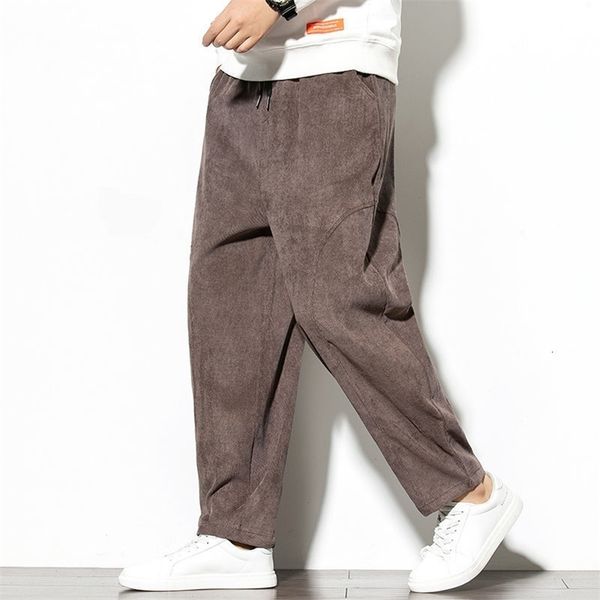 

mrgoldenbowl autumn new men's pants casual oversize chinese style trousers straight harem pants male fashion long pants 201218, Black